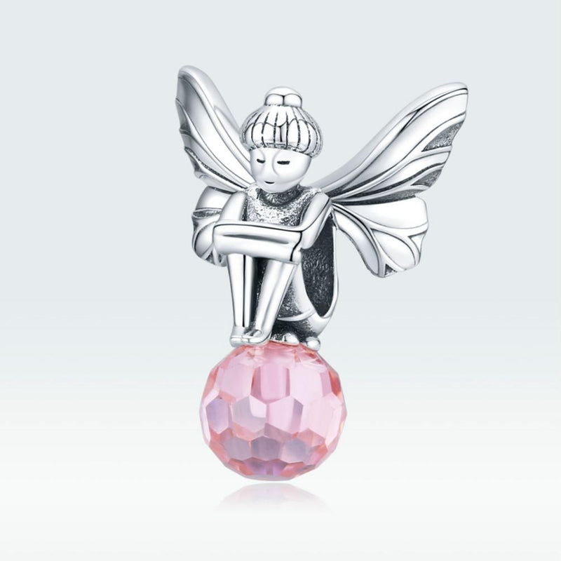 925 Sterling Silver Flower Fairy Beaded Pink Glass Zircon Bracelet Accessories