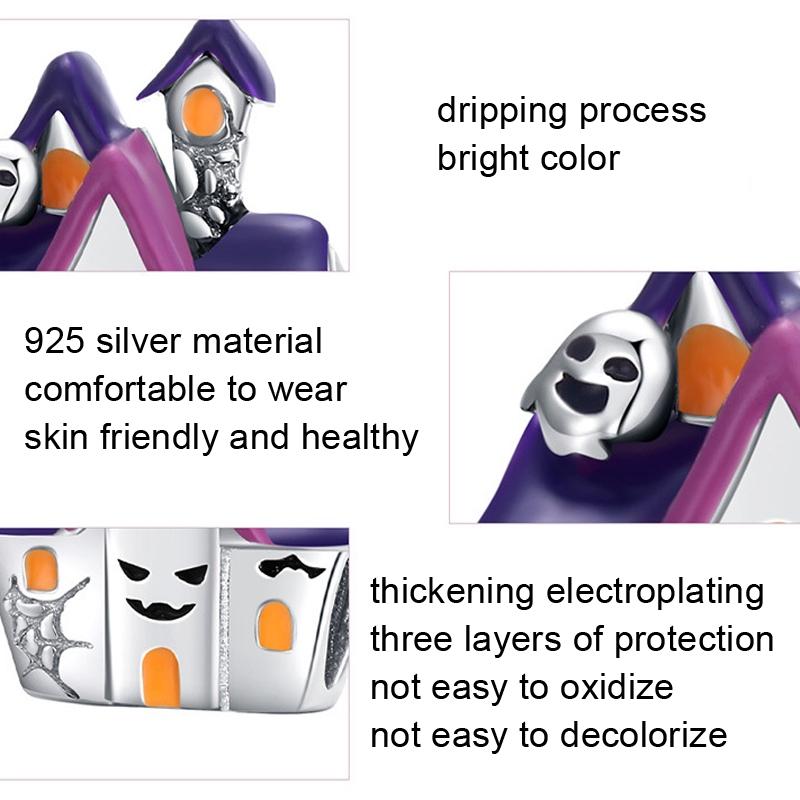 925 Sterling Silver Diy Purple Ghost House Beaded Accessories