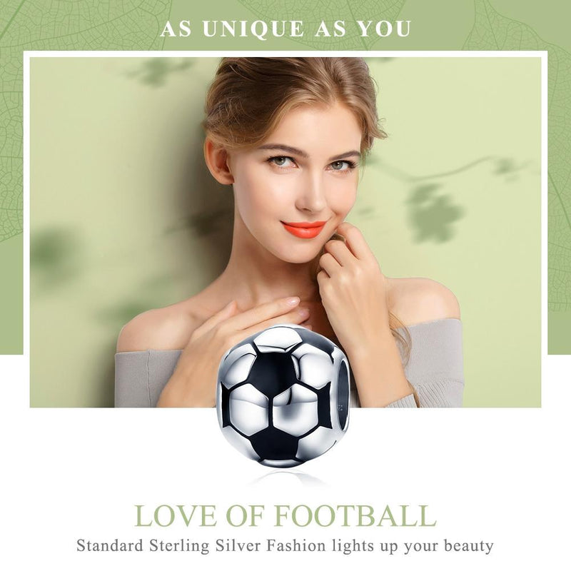 925 Sterling Silver Football Love Pendant Beads