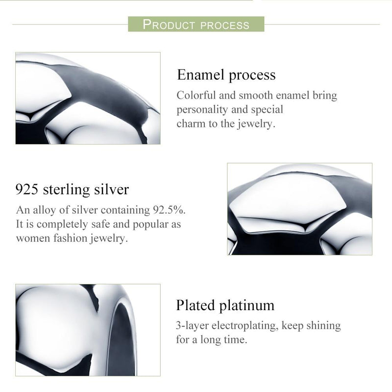 925 Sterling Silver Football Love Pendant Beads