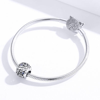 925 Sterling Silver Diy Birthstone Bracelet & Necklace Set September Style - September