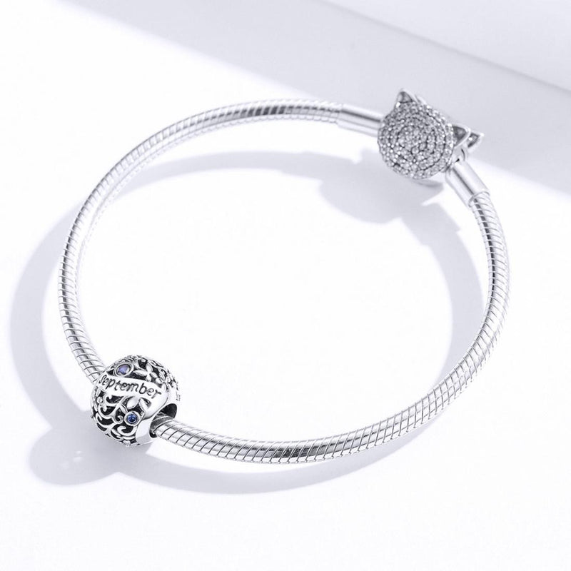 925 Sterling Silver Diy Birthstone Bracelet & Necklace Set September Style - September