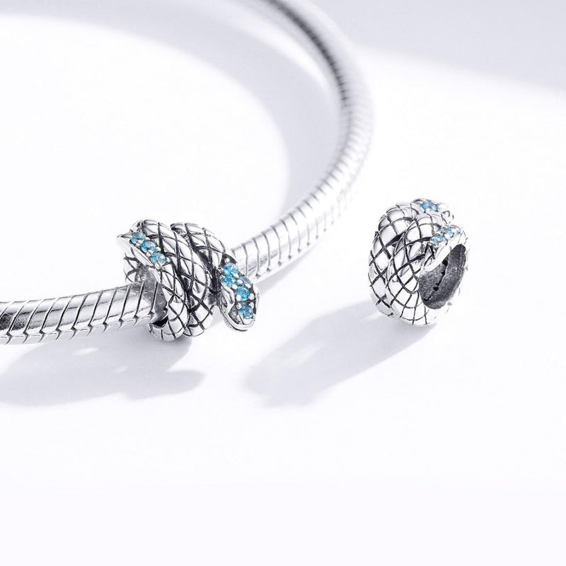 925 Sterling Silver Retro Snake Beaded Diy Bracelet