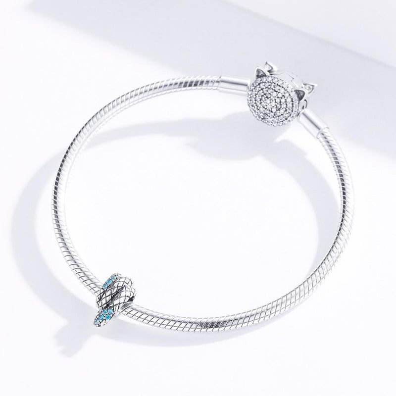 925 Sterling Silver Retro Snake Beaded Diy Bracelet