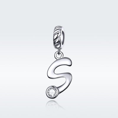 925 Sterling Silver Personalized Letter Pendant For Diy Bracelets And Necklaces Style - S