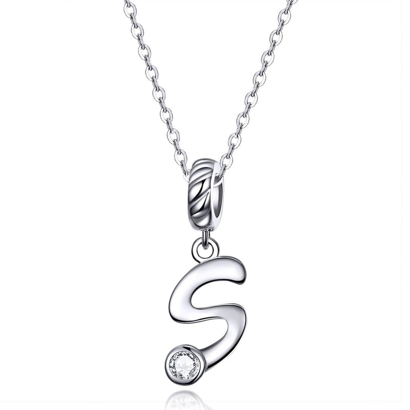 925 Sterling Silver Personalized Letter Pendant For Diy Bracelets And Necklaces Style - S