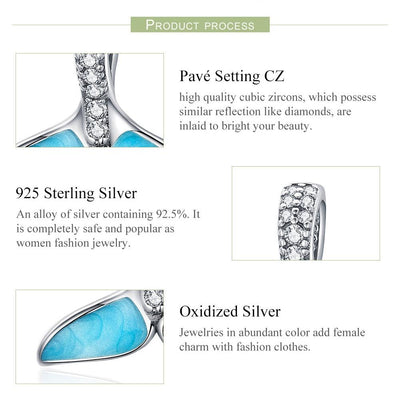925 Sterling Silver Ocean Fishtail Pendant Necklace