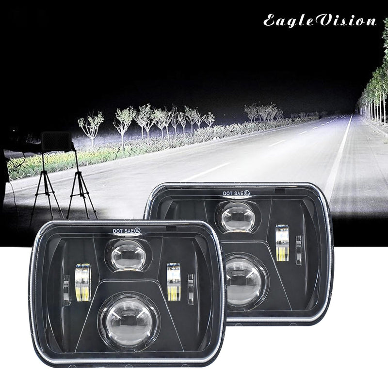 7 Inch 5X7 / 7X6 H4 Dc 9V - 30V 3500Lm 35W Car Square Shape Led Headlight Lamps For Jeep Wrangler
