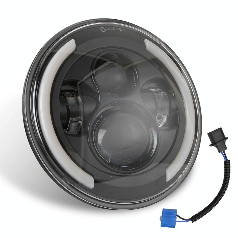 7 Inch H4 / H13 Dc 9V - 30V 3000Lm 3000K - 6000K 25W Car Round Shape Led Headlight Lamps For Jeep Wrangler With Angel Eye White Light