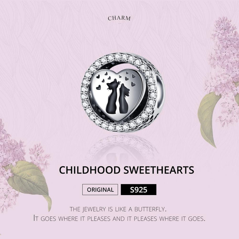 925 Sterling Silver Love Cat Heart Beads For Diy Bracelets & Necklaces