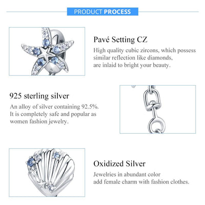 925 Sterling Silver Starfish Shell Safety Chain For Diy Bracelets