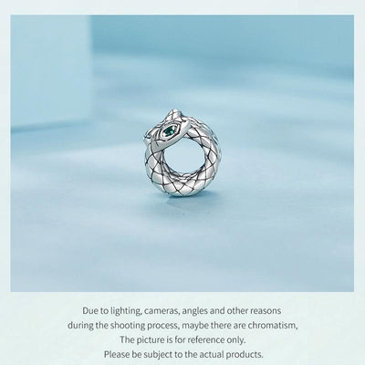 925 Sterling Silver Coiled Snake Pendant For Diy Bracelets