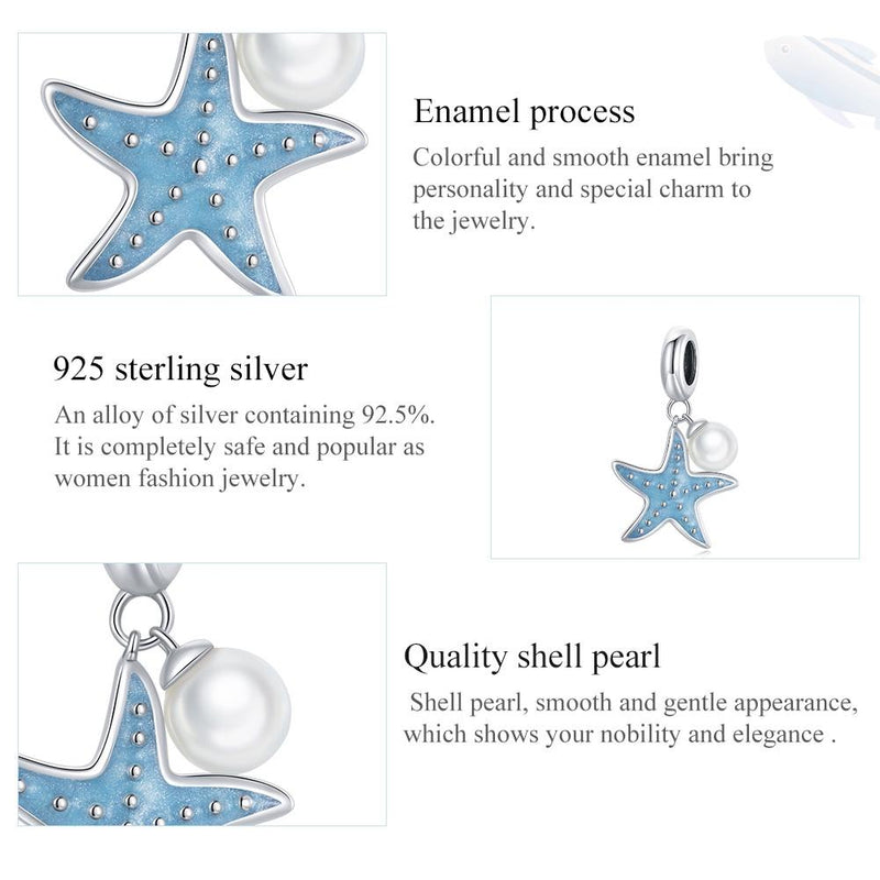 925 Sterling Silver Starfish Pendant For Diy Bracelets & Necklaces