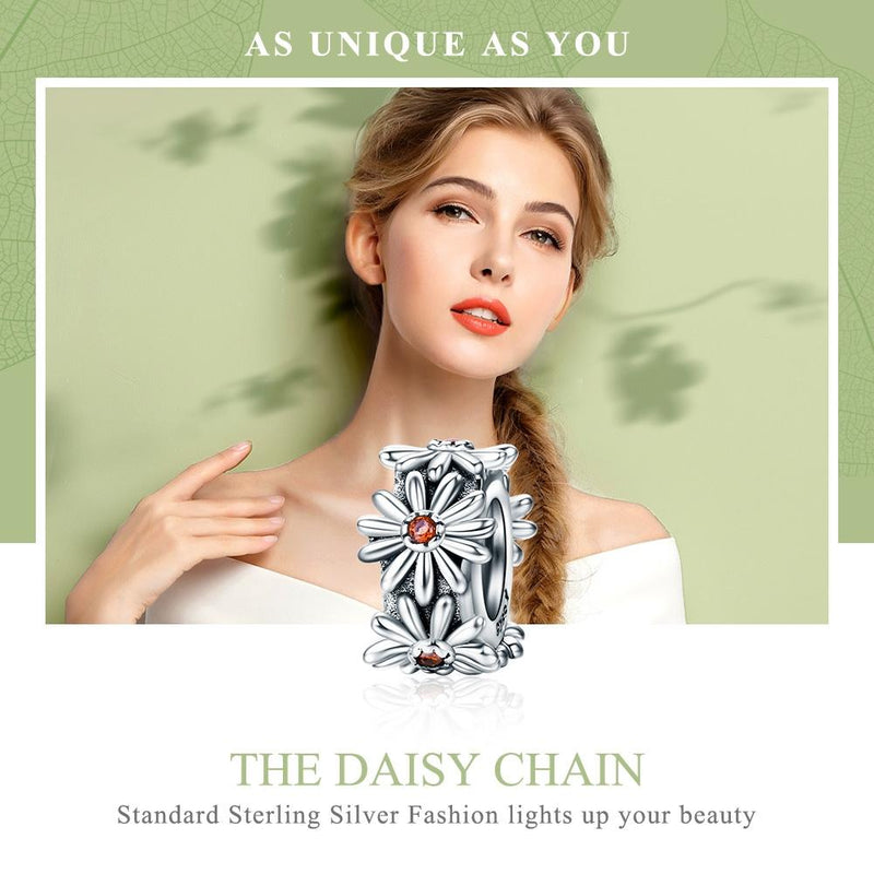 925 Sterling Silver Daisy Wreath Beads For Diy Bracelets & Necklaces