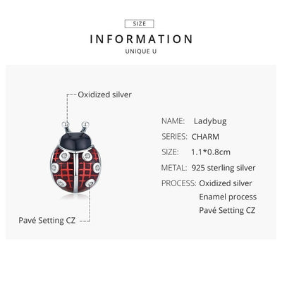925 Sterling Silver Ladybug Pendant For Diy Bracelets