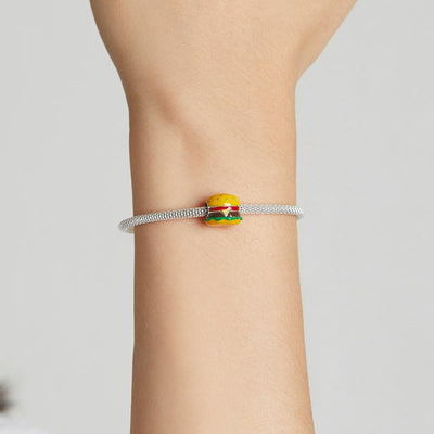 925 Sterling Silver Burger Bead For Diy Bracelet / Necklace