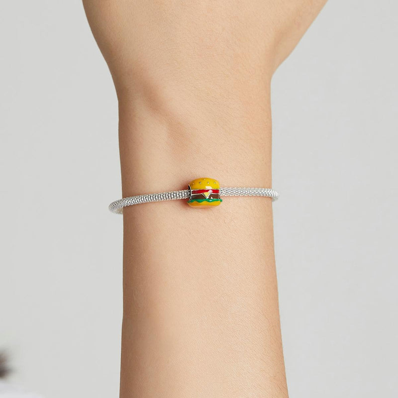 925 Sterling Silver Burger Bead For Diy Bracelet / Necklace