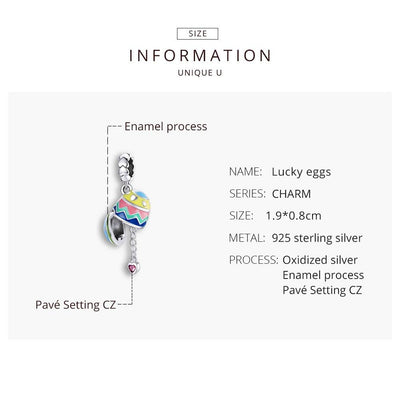 925 Sterling Silver Lucky Egg Pendant For Diy Bracelets & Necklaces