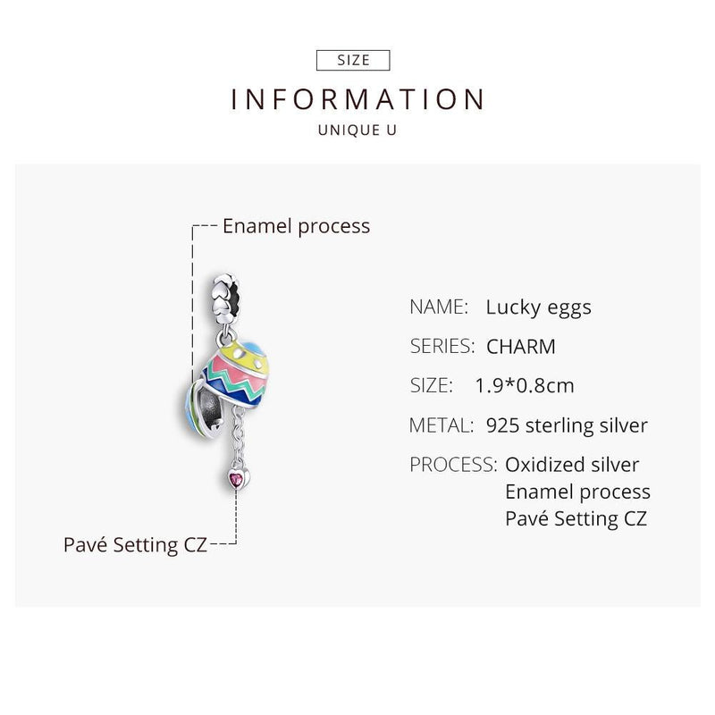 925 Sterling Silver Lucky Egg Pendant For Diy Bracelets & Necklaces