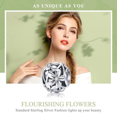 925 Sterling Silver Flower Shaped Beads For Diy Bracelets