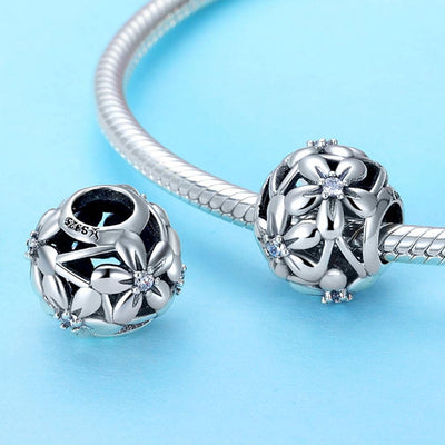 925 Sterling Silver Flower Shaped Beads For Diy Bracelets