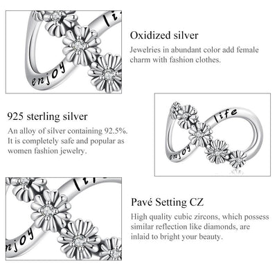 925 Sterling Silver Floral Bead Bracelet / Necklace Accessory