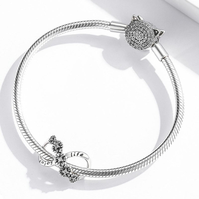 925 Sterling Silver Floral Bead Bracelet / Necklace Accessory