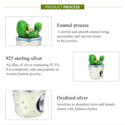 925 Sterling Silver Cactus Flower Beads For Diy Bracelets & Necklaces