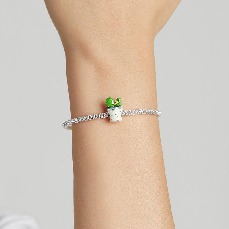 925 Sterling Silver Cactus Flower Beads For Diy Bracelets & Necklaces