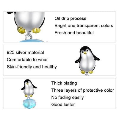 925 Sterling Silver Penguin Beads For Diy Bracelets