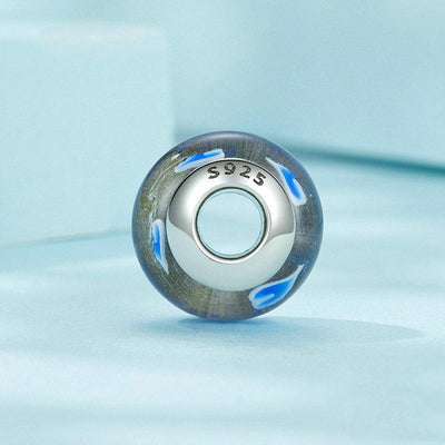 925 Sterling Silver Blue Glass Heart Beads