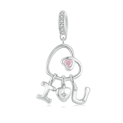 925 Sterling Silver Platinum Plated Love Letter Pendant