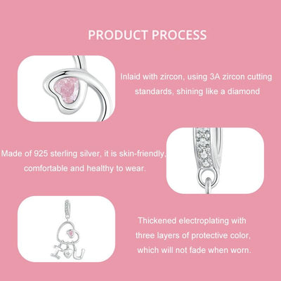 925 Sterling Silver Platinum Plated Love Letter Pendant