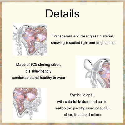 925 Sterling Silver Opal Butterfly Tassel Beads