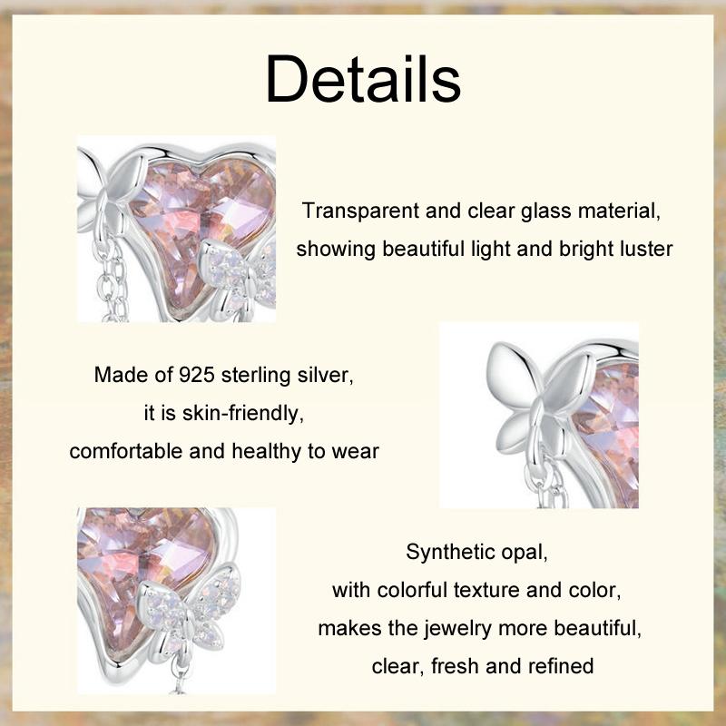 925 Sterling Silver Opal Butterfly Tassel Beads