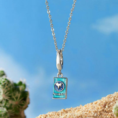 925 Sterling Silver Openable Passport Pendant For Travel