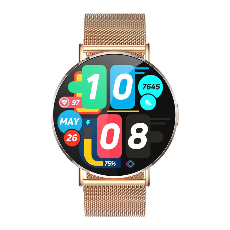 1.32 Inch Colour Screen Smart Watch With Bluetooth Call & Health Monitoring - Gold