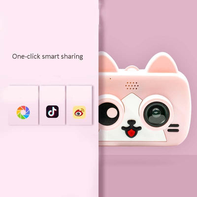 2.0 Hd Screen Wifi Children's Digital Camera with 12mp Cartoon Design and Fun Photography - 2 Screen Wifi Cartoon Design Fun Photography - Pink