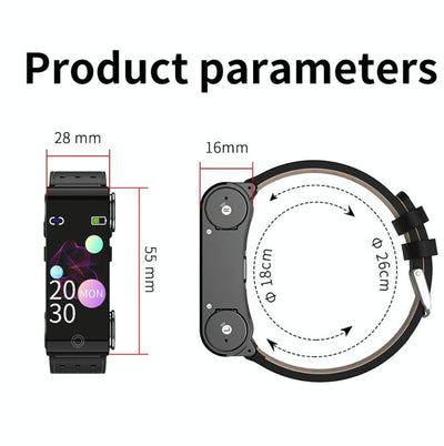 Bluetooth Headset Bracelet With Hr / Bp Monitoring & Temp. Measurement - Blue