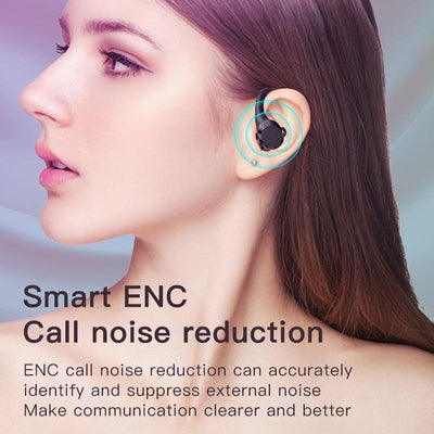 Digital Display Bluetooth Headset with Noise Reduction and Charging Bin - Black