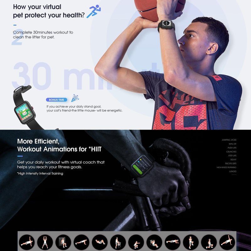 1.57 Inch Tft Touch Screen 5Atm Waterproof Smart Watch Support Sleep Monitoring / Heart Rate Monitoring / Sport Mode / Incoming Call & Information Reminder Black