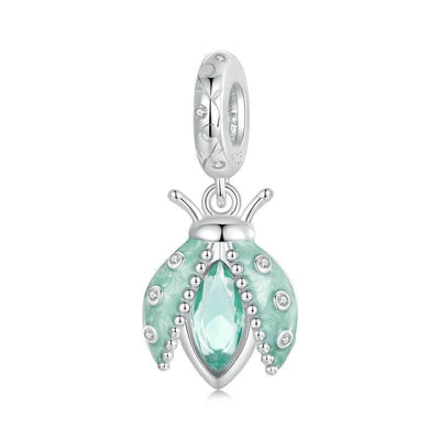 925 Sterling Silver Platinum Plated Ladybug Diy Beads