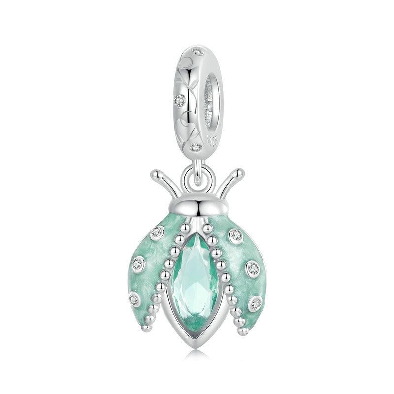 925 Sterling Silver Platinum Plated Ladybug Diy Beads