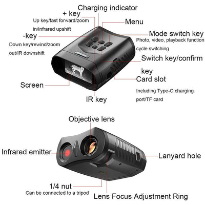 Portable Digital Night Vision Binoculars with 3-inch Hd Lcd Screen