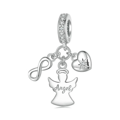 925 Sterling Silver Guardian Angel Good Luck Pendant