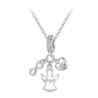 925 Sterling Silver Guardian Angel Good Luck Pendant
