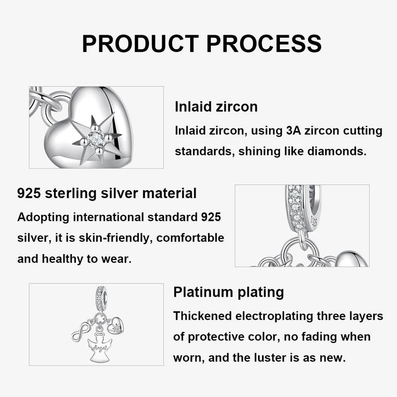 925 Sterling Silver Guardian Angel Good Luck Pendant