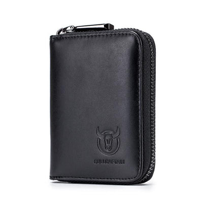 Men'S Leather Card Holder Casual Driver License Wallet - Black