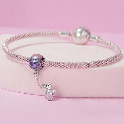 925 Sterling Silver Hot Air Balloon Cat Pendant