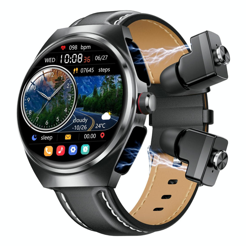 1.53 Inch Ips Screen 2 In 1 Bluetooth Earphone Smart Watch - Black